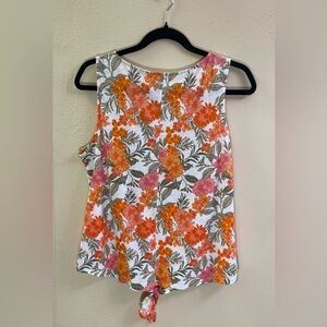 LOFT Blouse Top Orange Floral V Neck